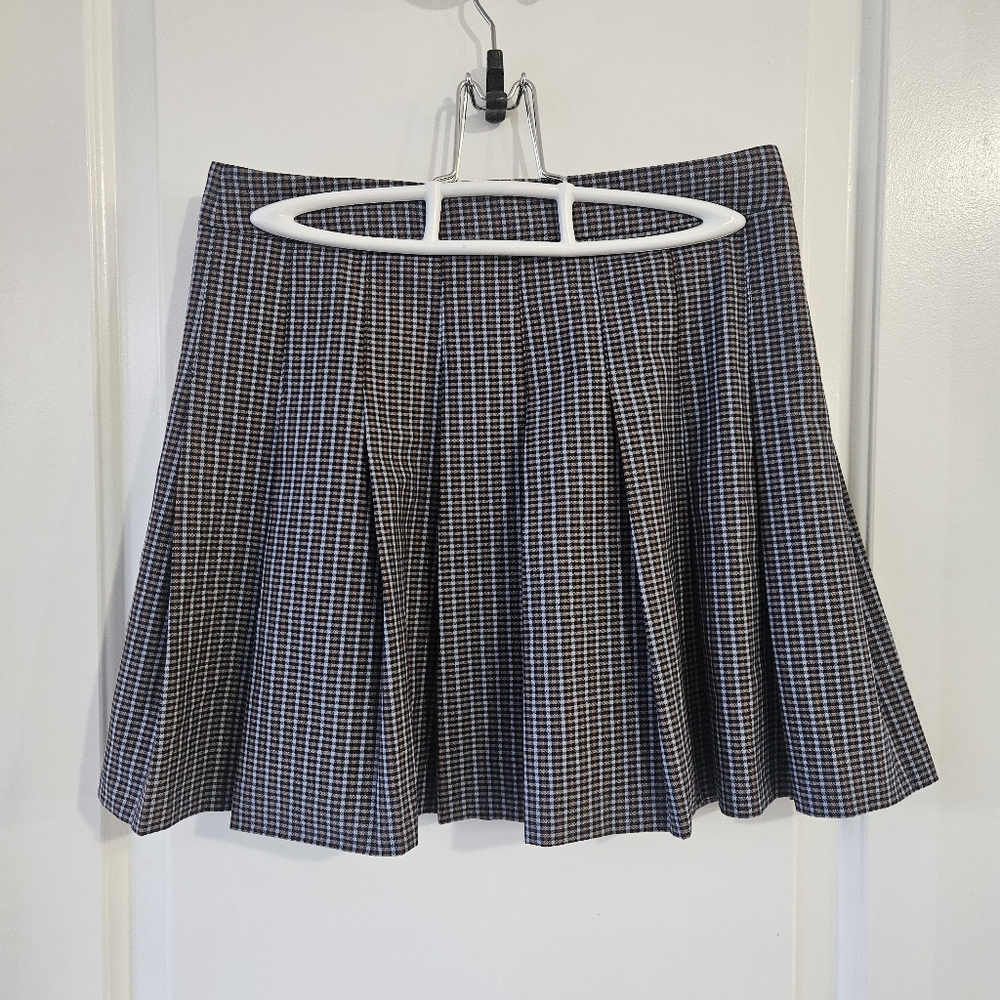 Aritzia Sunday Best Checkered Plaid Pleated Wool Blend Mini Skirt Size 6